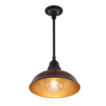 Jasper 12.25" Farmhouse Industrial Indoor/Outdoor Iron LED Pendant